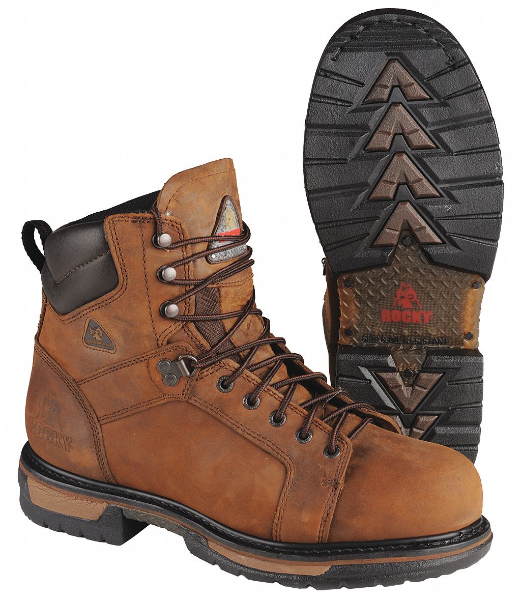 Work Boots, Stl, Mn, 10.5W, Deer Brn, 1PR