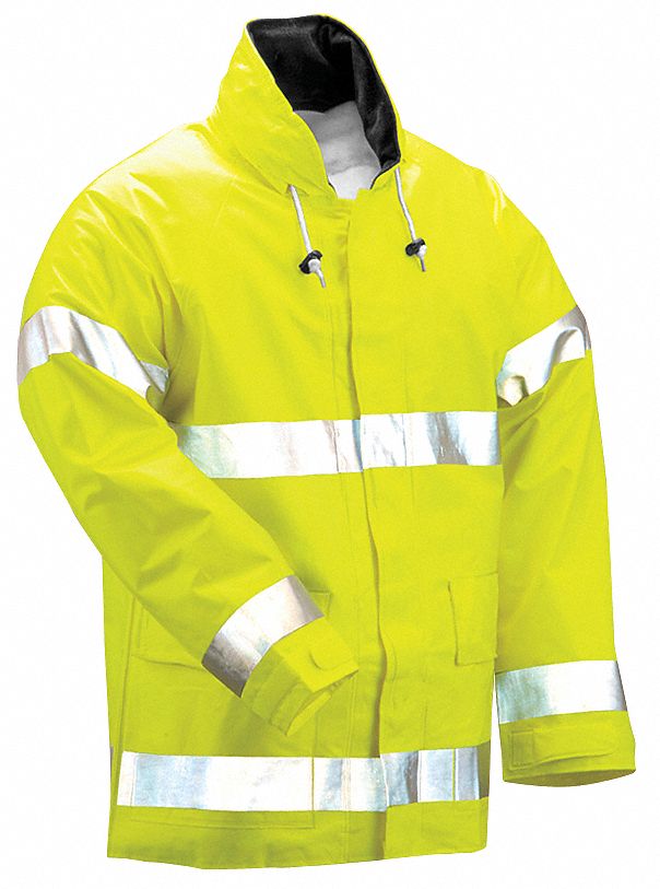 Arc Flash Rain Jckt W/Hd, 2XL, HiVis Lm Yl