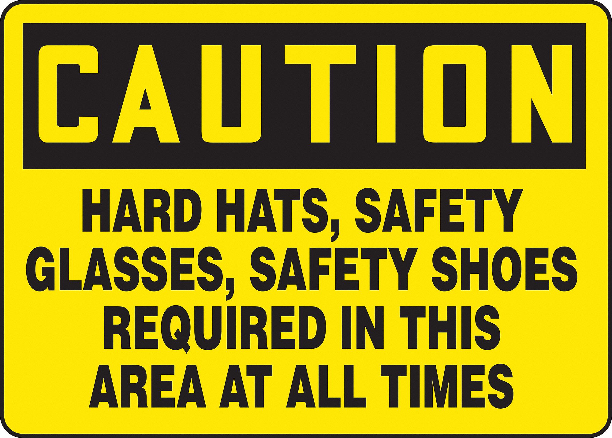 Caution Sign, 10 x 14In, BK/YEL, PLSTC, ENG