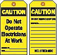 Caut Tag, 7 x 4 In, Bk/Yel, 3/8 In, PK10