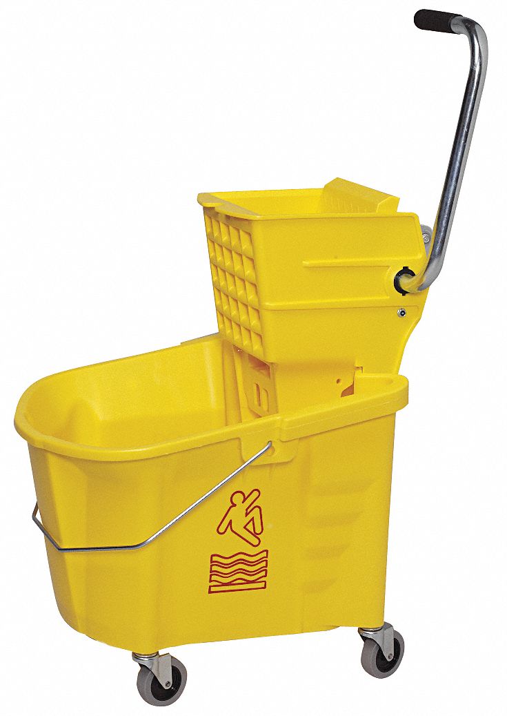Mop Bucket and Wringer, 35 qt., Yellow