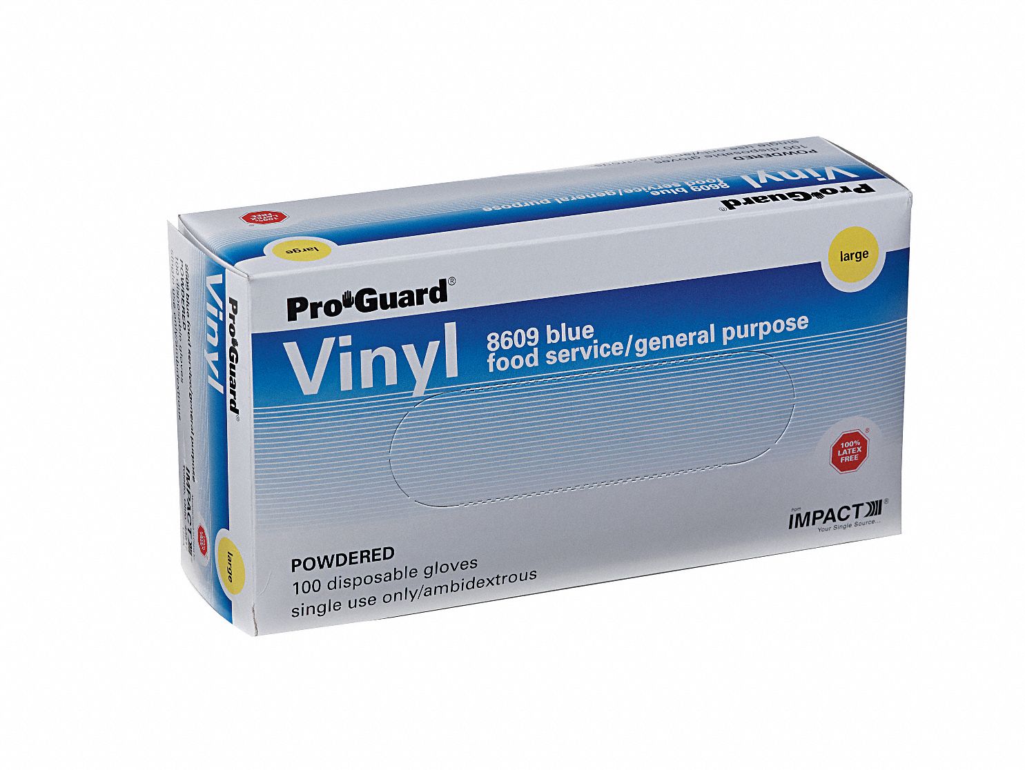 Disposable Gloves, Vinyl, XL, Blue, PK100