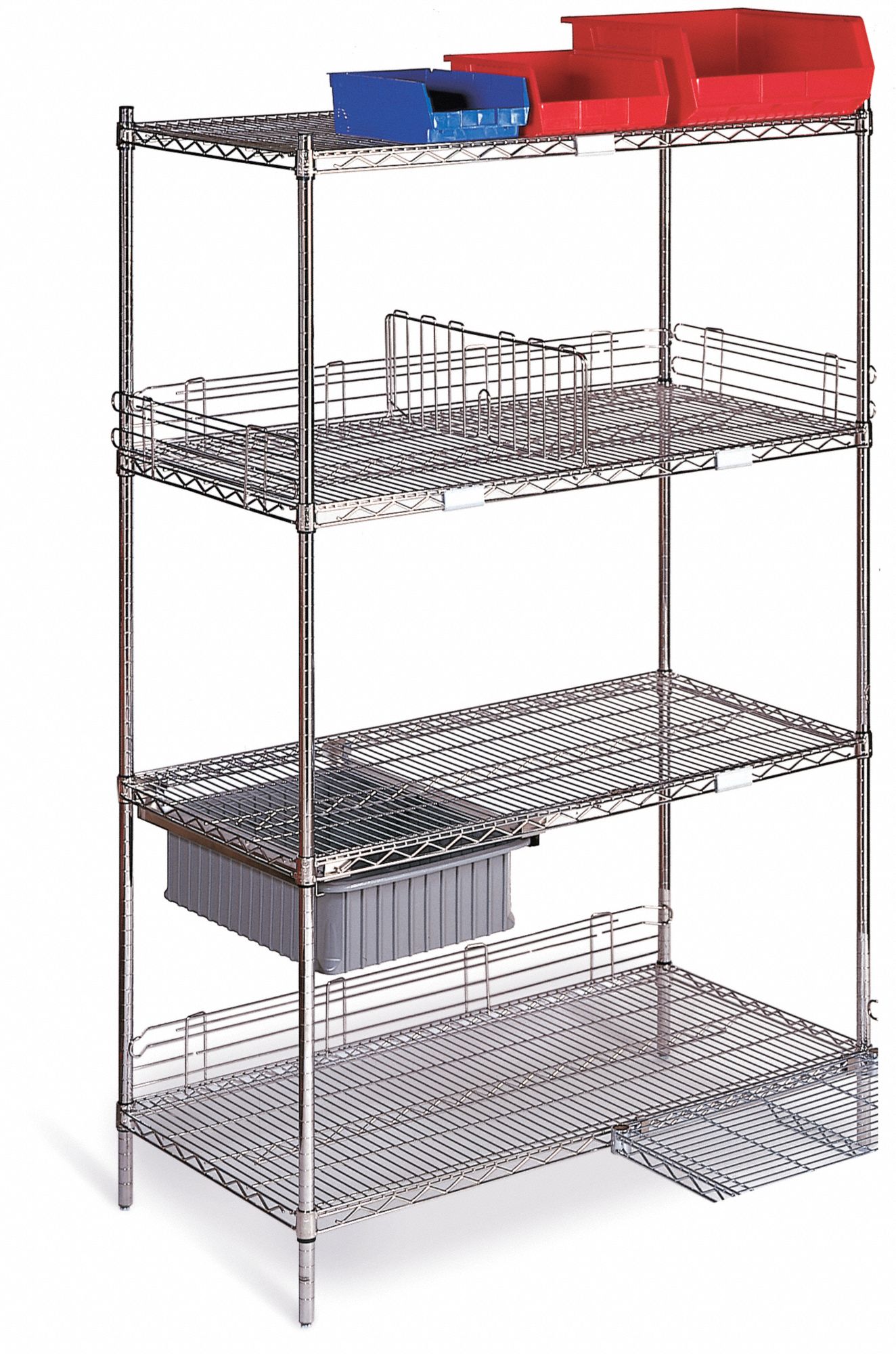 Wire Shelving Cart, 800 lb., 68 In.H