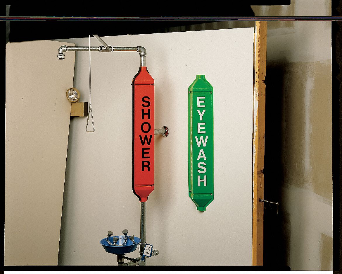 Notice Eyewash Sign, BK/YEL, ABS PLSTC, PK2