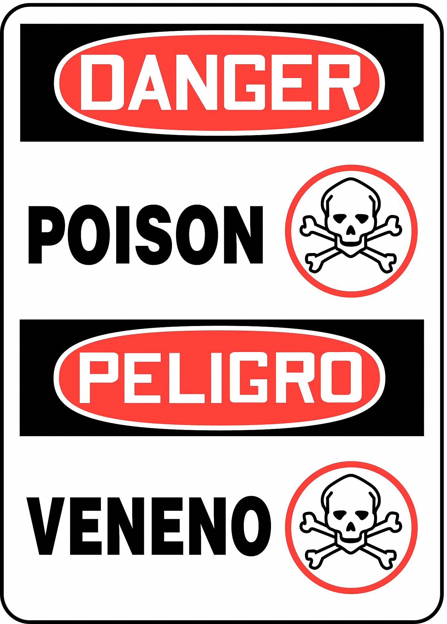 Danger Sign, 14 x 10In, R and BK/WHT, PLSTC