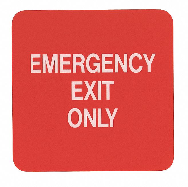 Emergency Exit Fire Sign, 5-1/2 x 5-1/2In
