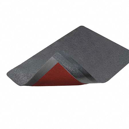 Anti-Fatigue Mat, Rubber, Blk, 1 In, 3x12 ft