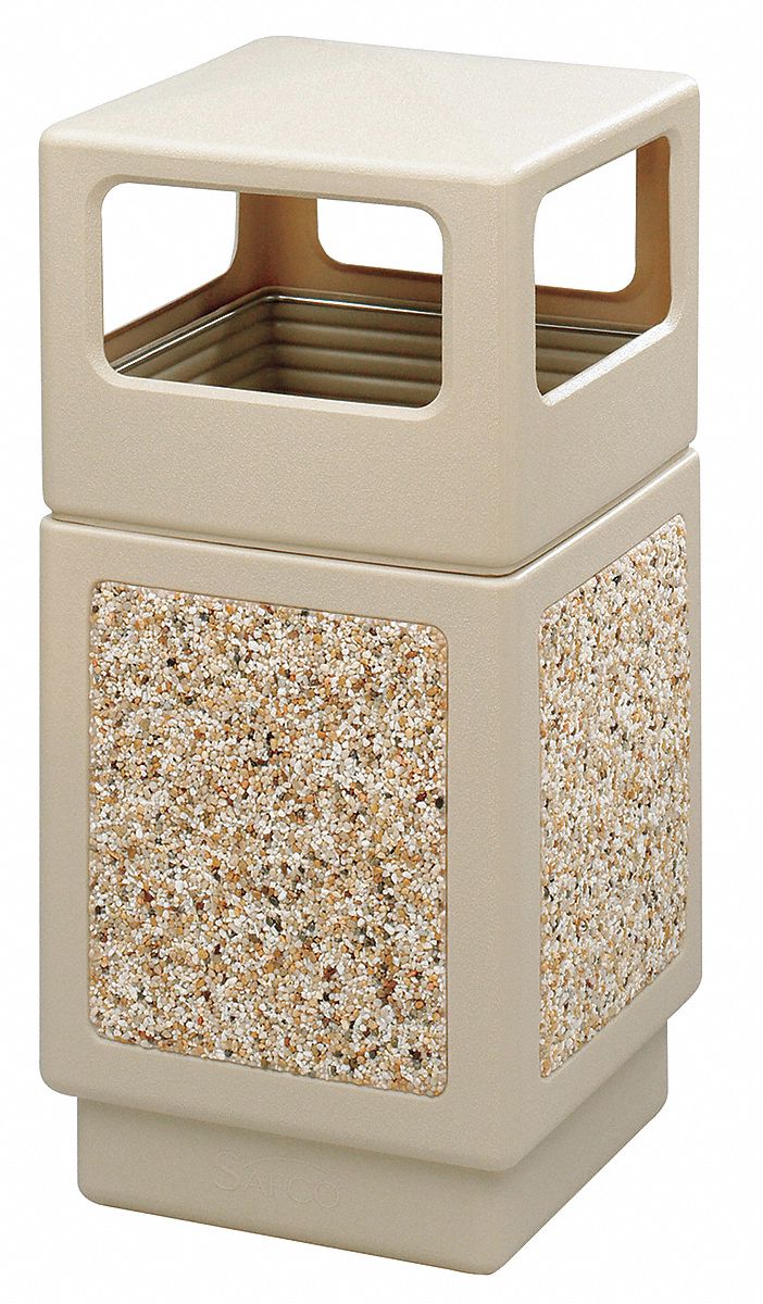 Trash Receptacle, Aggregate, 38 G, Tan