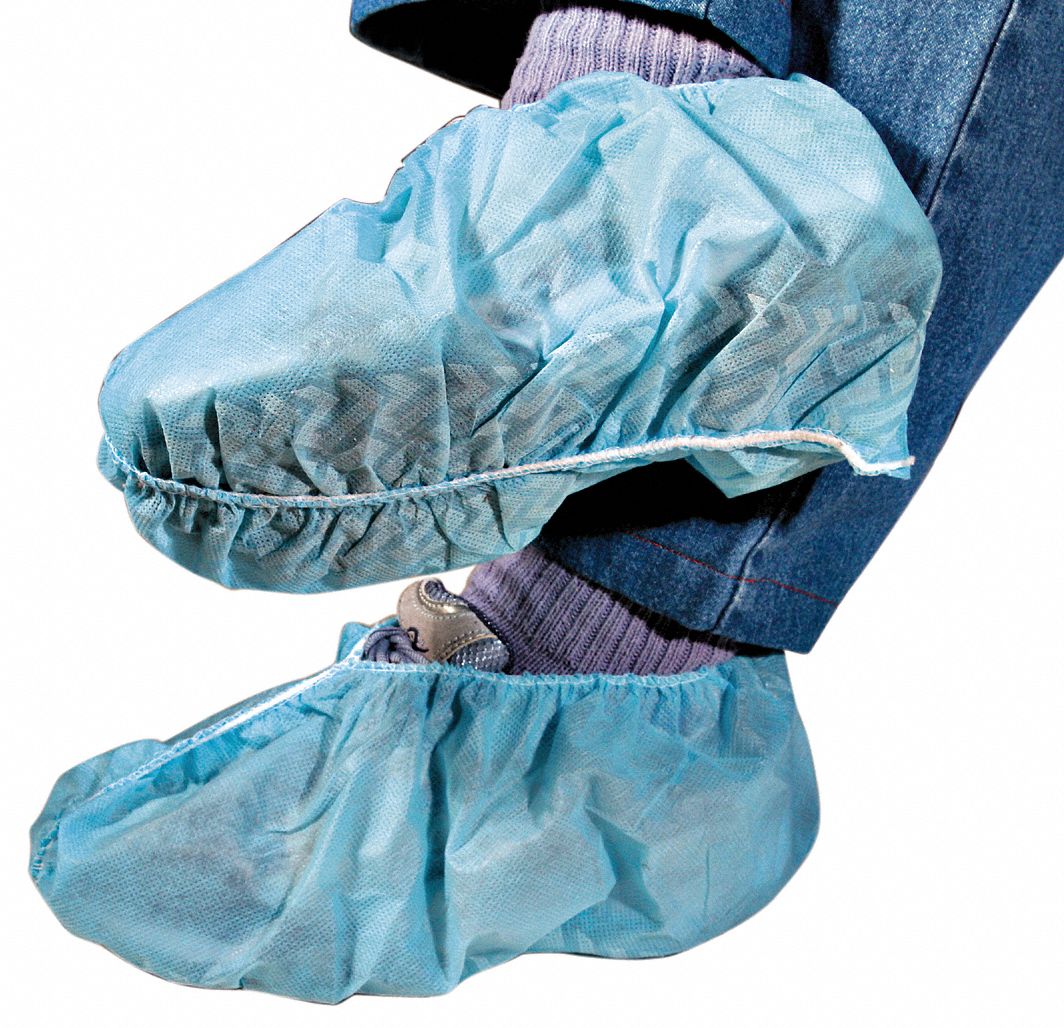 Shoe Covers, Slip Resist, 1Size, Blue, PK300